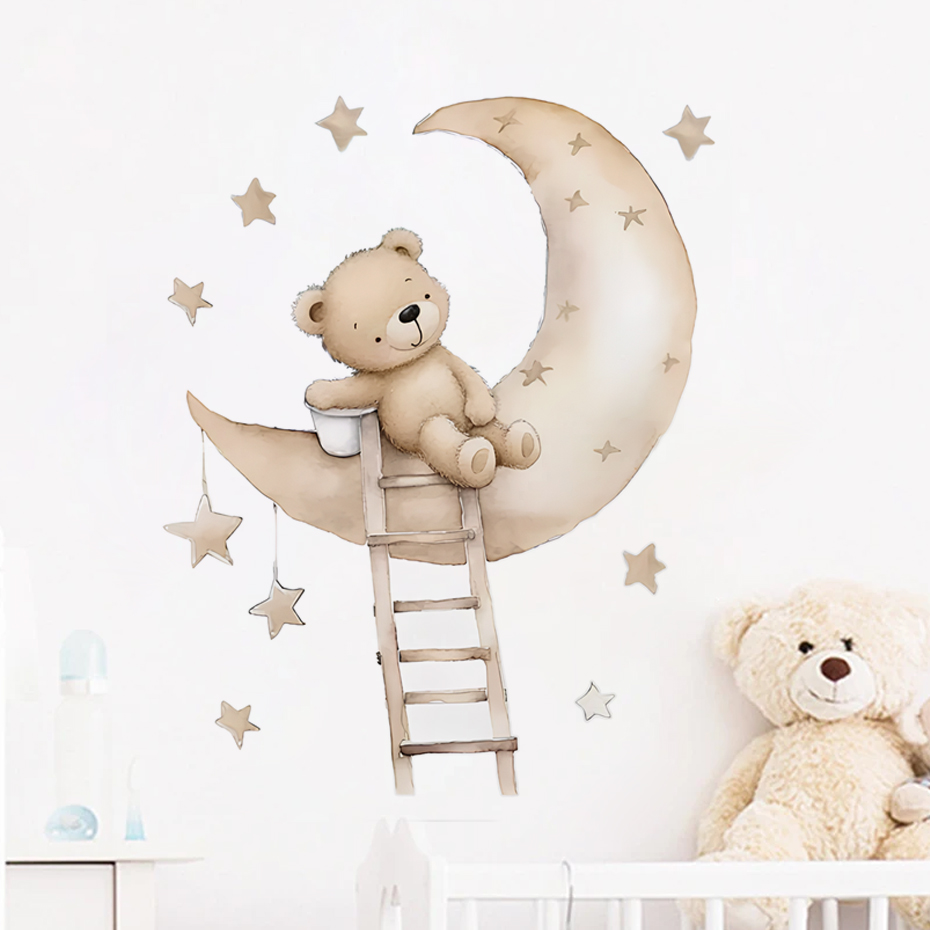 Baby Nursery Decor Girl - Simpatico orso stella nuvola adesivi murali
