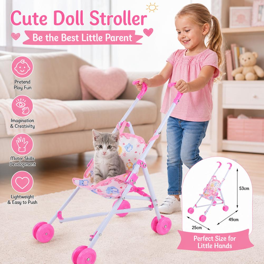 Baby Nursery Trolley - Passeggino per Bambole Rosa, Carrello Interattivo