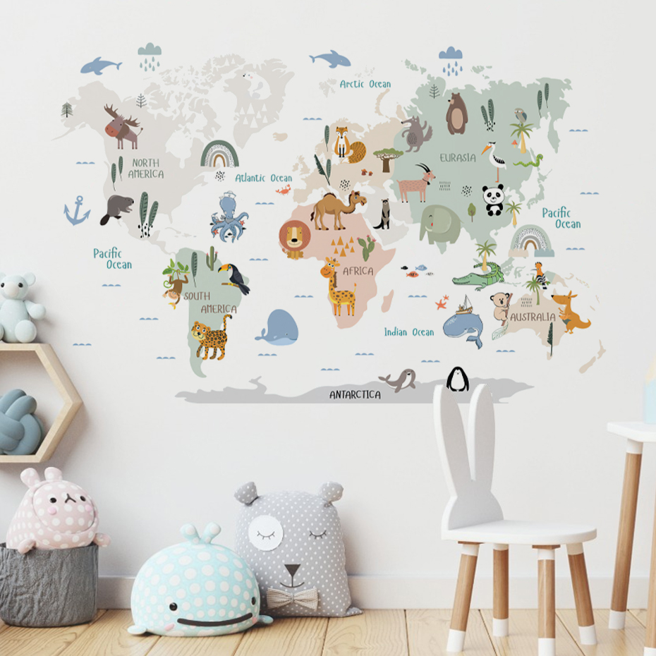 Acquerello Cartoon Mappa del m - Baby Nursery Decor Girl recensione e prezzo