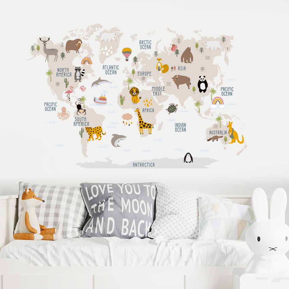 Acquerello Cartoon Mappa del m - Baby Nursery Decor Girl recensione e prezzo